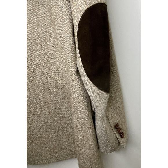 VTG Clubman Anderson Little Tan Beige Wool Blazer Sport Jacket Elbow Patches 40S - Picture 4 of 15